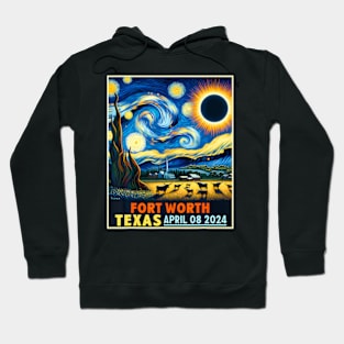 Fort Worth Texas Total Solar Eclipse 2024 Starry Night Hoodie